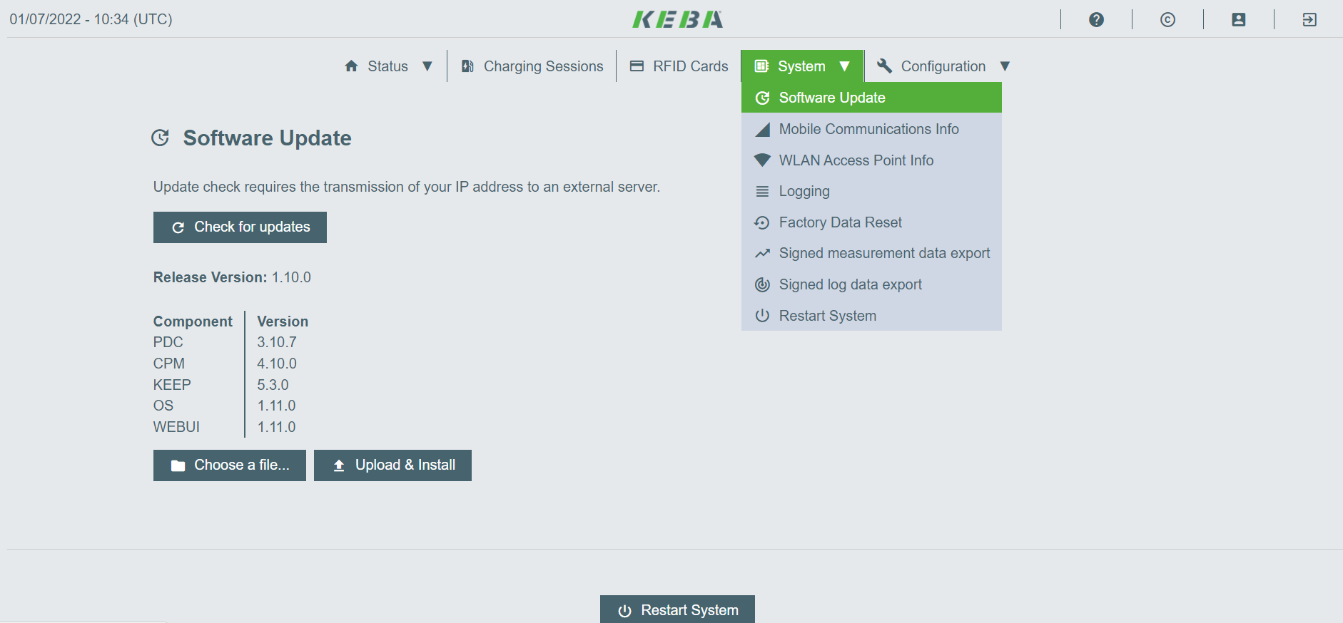 Firmware Updates installieren bei KEBA KeContact P30