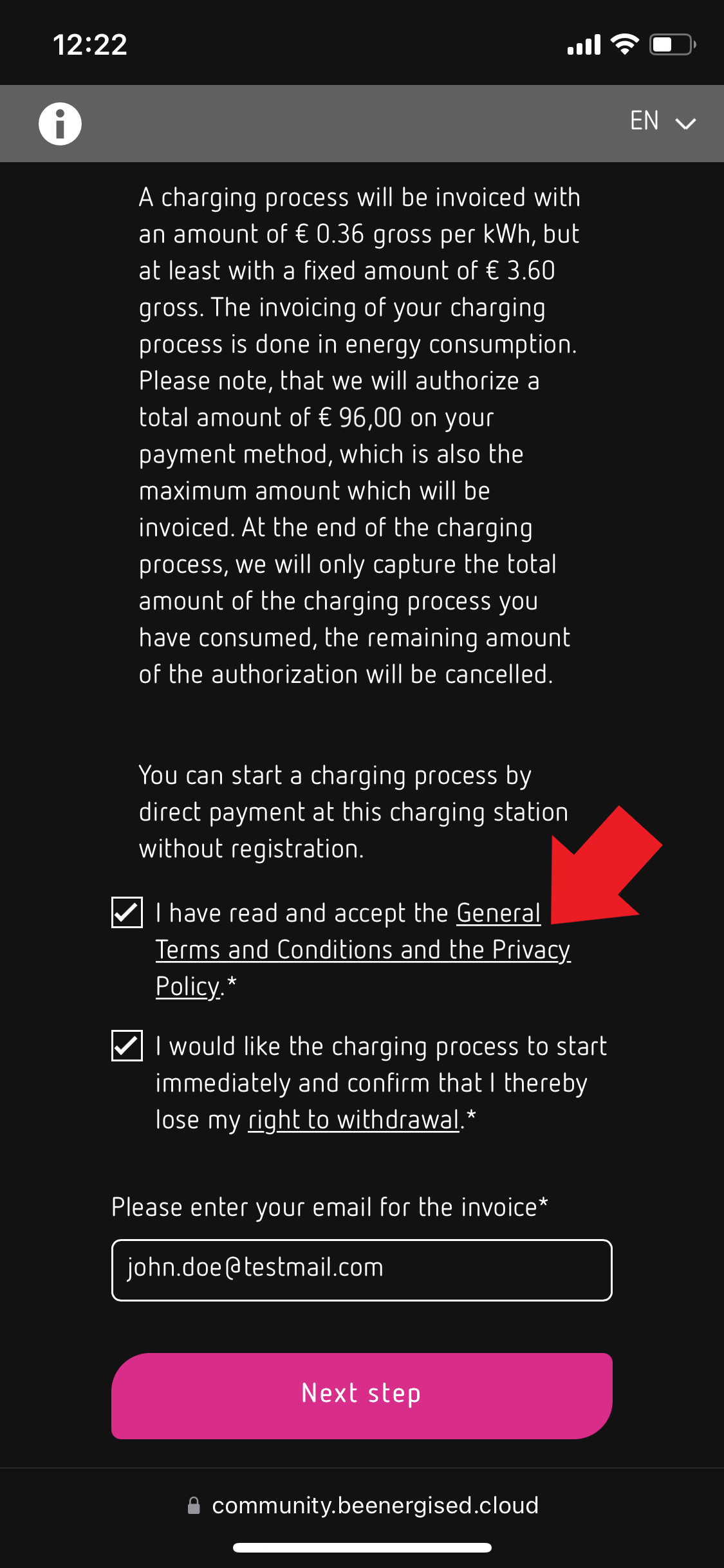 Payment via the new Direct Payment Page