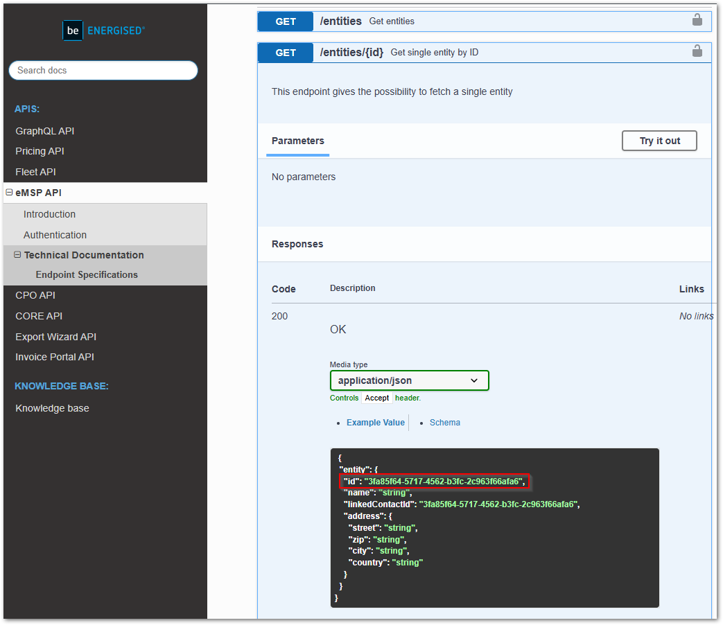 eMSP API: Endpoint extension Entity UUID